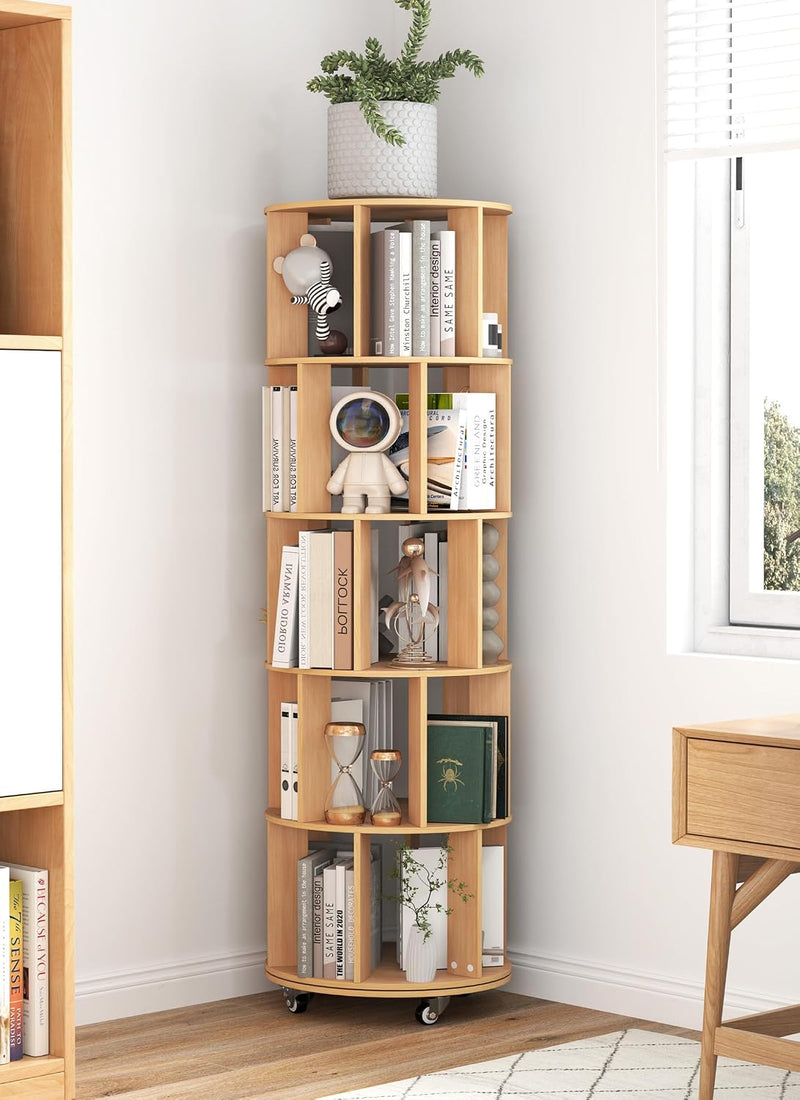 5 Tier Rotating Bookshelf