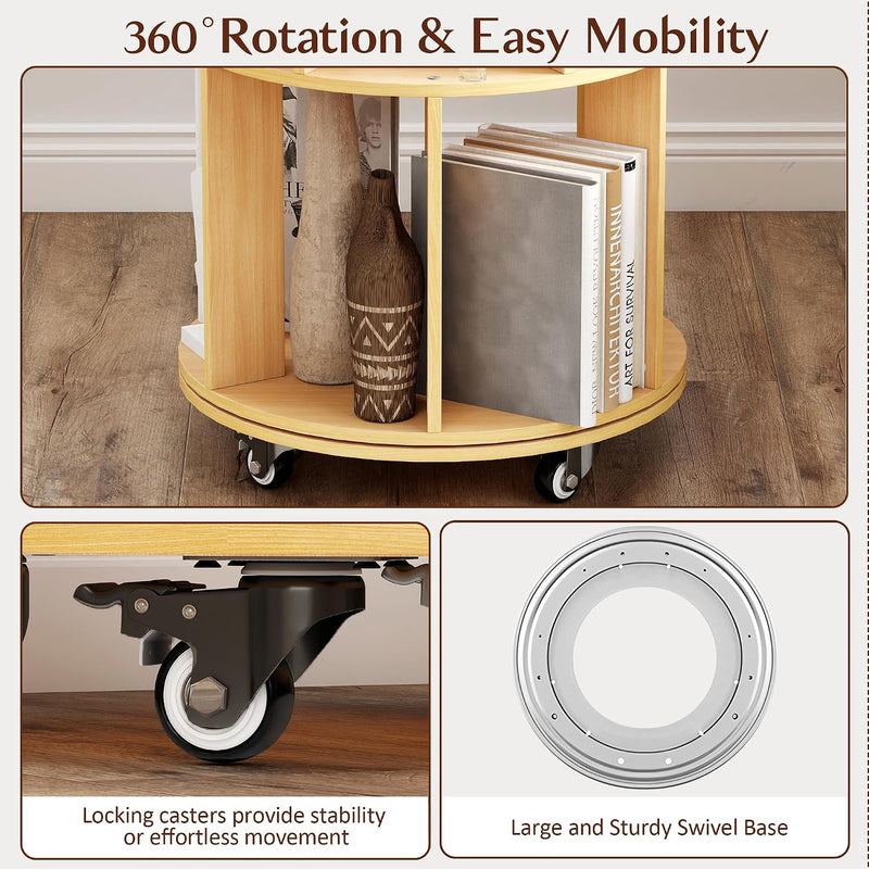 5-Tier Rotating Bookshelf Bookcase 360-Degree Spinning Shelf