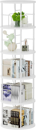 5 Tier Rotating Bookshelf Corner Tower Round
