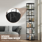 6 Tier Rotating Bookshelf Corner Tower Round