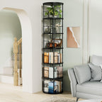 6 Tier Rotating Bookshelf Corner Tower Round