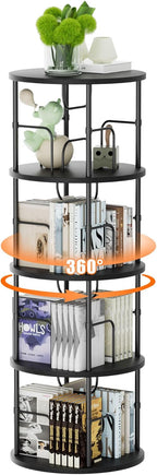 6 Tier Rotating Bookshelf Corner Tower Round