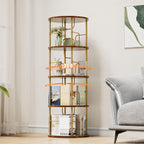 6 Tier Rotating Bookshelf Corner Tower Round