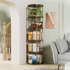 6 Tier Rotating Bookshelf Corner Tower Round