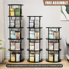 6 Tier Rotating Bookshelf Corner Tower Round