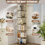 6 Tier Rotating Bookshelf Corner Tower Round