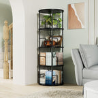 6 Tier Rotating Bookshelf Corner Tower Round