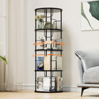 6 Tier Rotating Bookshelf Corner Tower Round