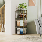 6 Tier Rotating Bookshelf Corner Tower Round