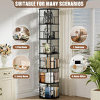 6 Tier Rotating Bookshelf Corner Tower Round