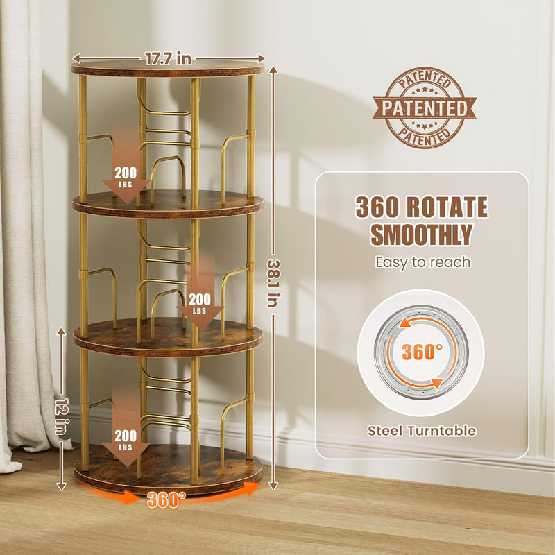6 Tier Rotating Bookshelf Corner Tower Round