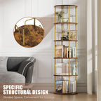 6 Tier Rotating Bookshelf Corner Tower Round