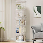 5 Tier Rotating Bookshelf Corner Tower Round