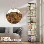6 Tier Rotating Bookshelf Corner Tower Round