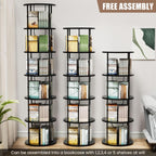 6 Tier Rotating Bookshelf Corner Tower Round