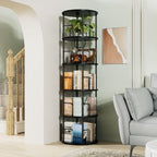 6 Tier Rotating Bookshelf Corner Tower Round