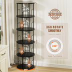 6 Tier Rotating Bookshelf Corner Tower Round