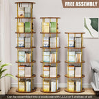 6 Tier Rotating Bookshelf Corner Tower Round