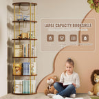 6 Tier Rotating Bookshelf Corner Tower Round
