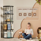 6 Tier Rotating Bookshelf Corner Tower Round