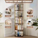 5 Tier Rotating Bookshelf Corner Tower Round