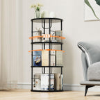 6 Tier Rotating Bookshelf Corner Tower Round
