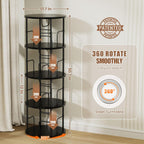 6 Tier Rotating Bookshelf Corner Tower Round