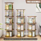 6 Tier Rotating Bookshelf Corner Tower Round