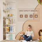 5 Tier Rotating Bookshelf Corner Tower Round