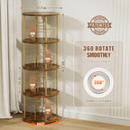 6 Tier Rotating Bookshelf Corner Tower Round