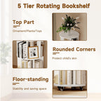 5-Tier Rotating Bookshelf Revolving Bookcase Floor Standing