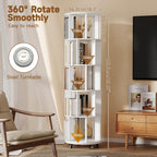 5-Tier Rotating Bookshelf Revolving Bookcase Floor Standing