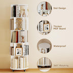 5-Tier Rotating Bookshelf Revolving Bookcase Floor Standing