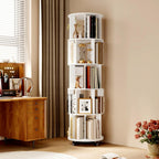 5-Tier Rotating Bookshelf Revolving Bookcase Floor Standing