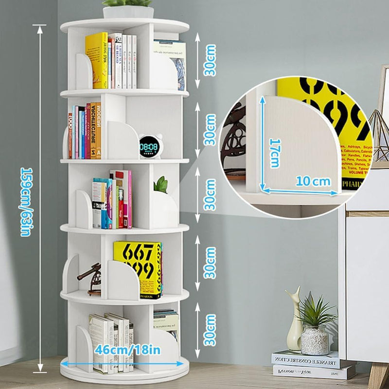 5 Tier Rotating Bookshelf Round