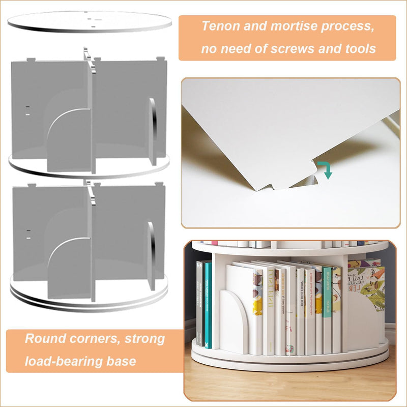 5 Tier Rotating Bookshelf Round