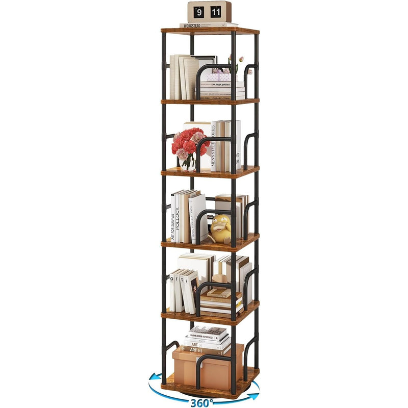 5 Tier Rotating Bookshelf Square Bookcases