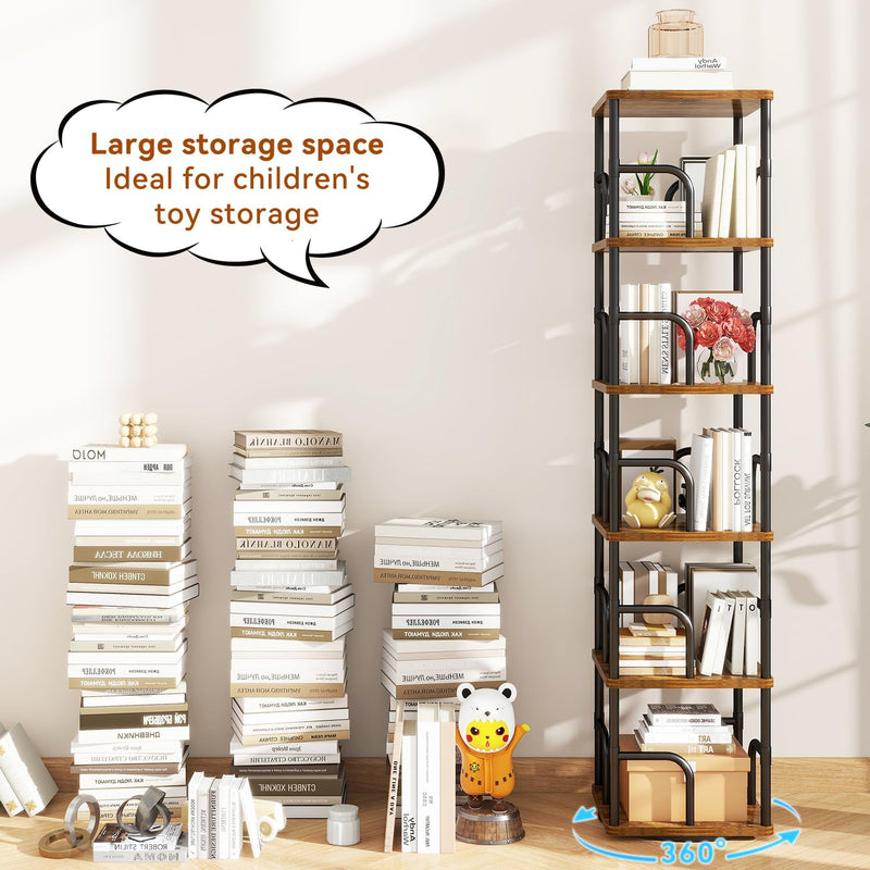 5 Tier Rotating Bookshelf Square Bookcases