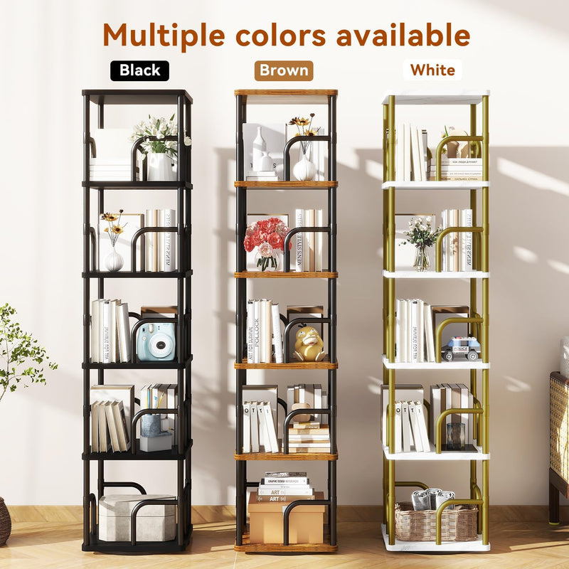 5 Tier Rotating Bookshelf Square Bookcases