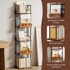5-Tier Rotating Bookshelf Tall Industrial Corner Book Tower