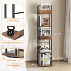 5-Tier Rotating Bookshelf Tall Industrial Corner Book Tower