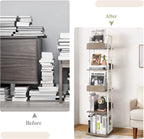 5-Tier Rotating Bookshelf Tall Industrial Corner Book Tower