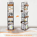 5-Tier Rotating Bookshelf Tall Industrial Corner Book Tower