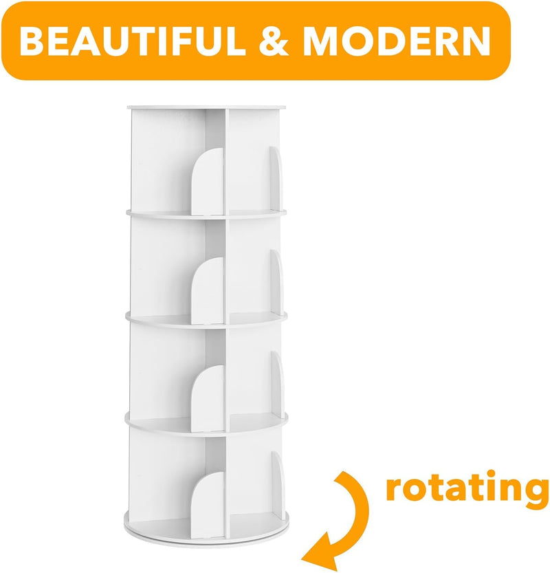 5-Tier Rotating Shelf Tower Lazy Susan Bookcase Round