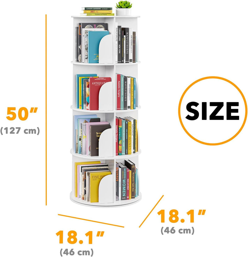 5-Tier Rotating Shelf Tower Lazy Susan Bookcase Round