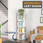 5-Tier Rotating Shelf Tower Lazy Susan Bookcase Round