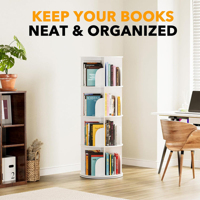 5-Tier Rotating Shelf Tower Lazy Susan Bookcase Round