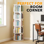 5-Tier Rotating Shelf Tower Lazy Susan Bookcase Round