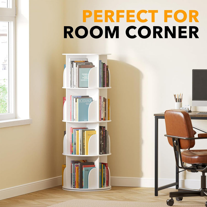 5-Tier Rotating Shelf Tower Lazy Susan Bookcase Round