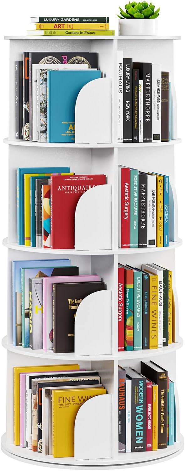 5-Tier Rotating Shelf Tower Lazy Susan Bookcase Round